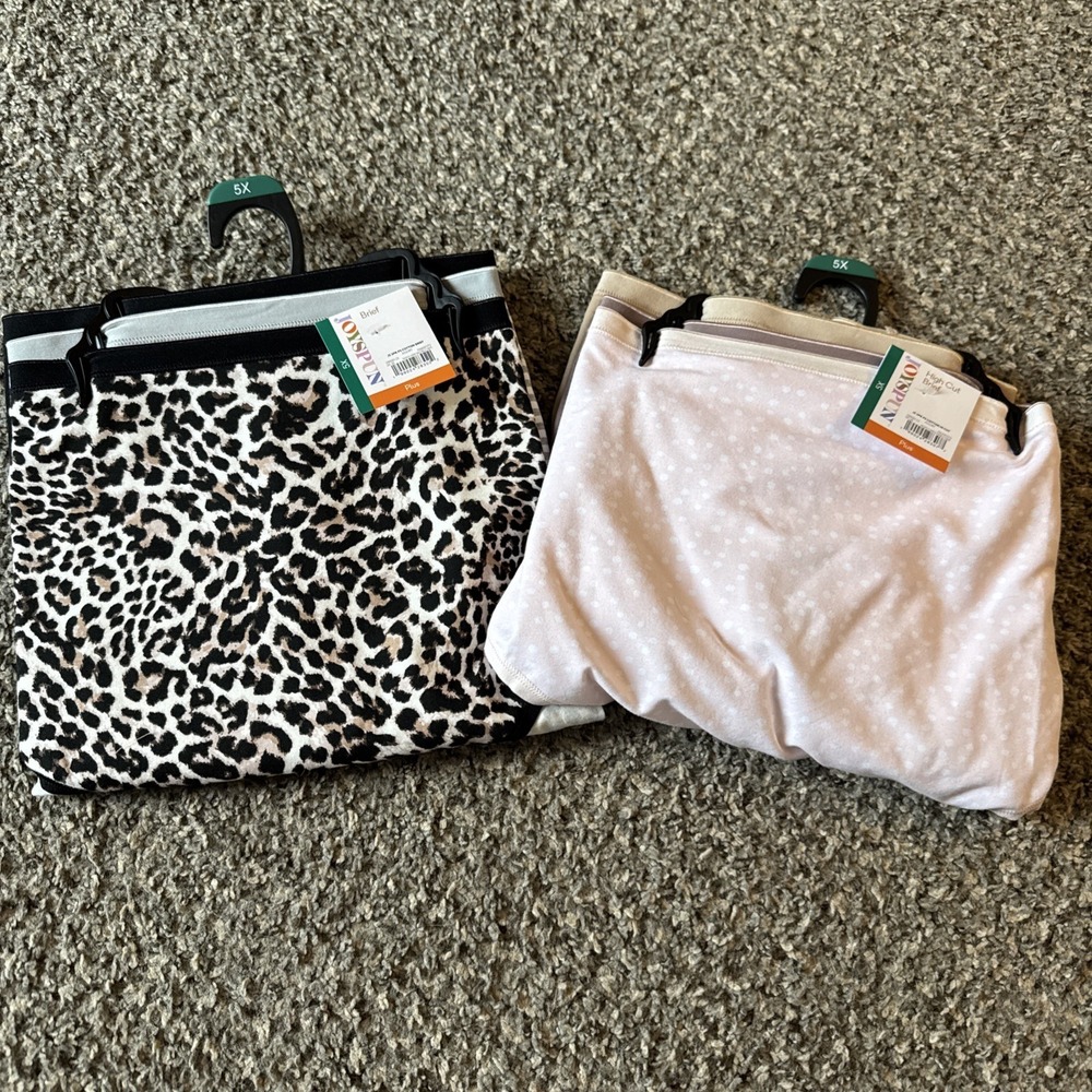 2 Packs Joyspun Underwear. High Cut Brief & Briefs 6 Pair 5X